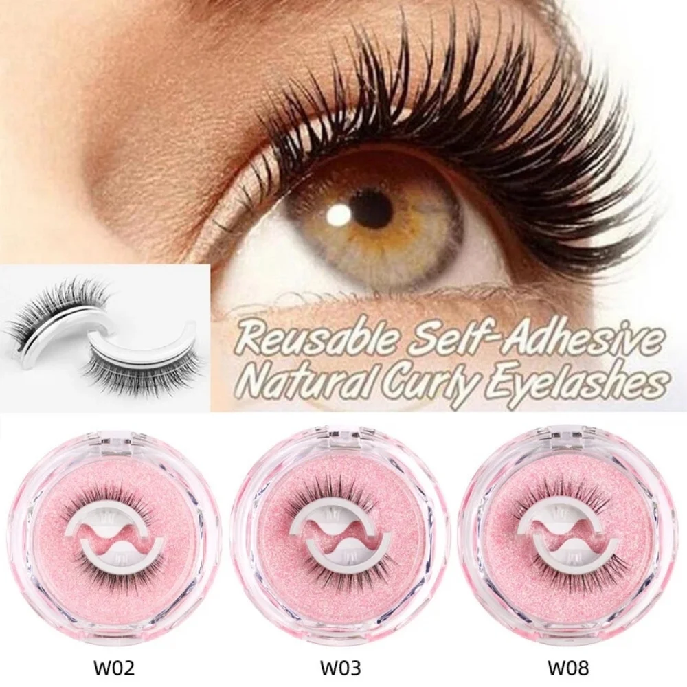 Reusable Adhesive Eyelashes, 2pair Kayla Beauty Self Adhesive Lashes-Thick
